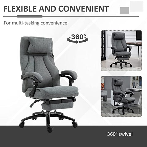Rootz Office Chair - Massage Chair - Executive Chair - Gaming Chair - Swivel Chair - Gray - 60 x 68 x 109-117 cm