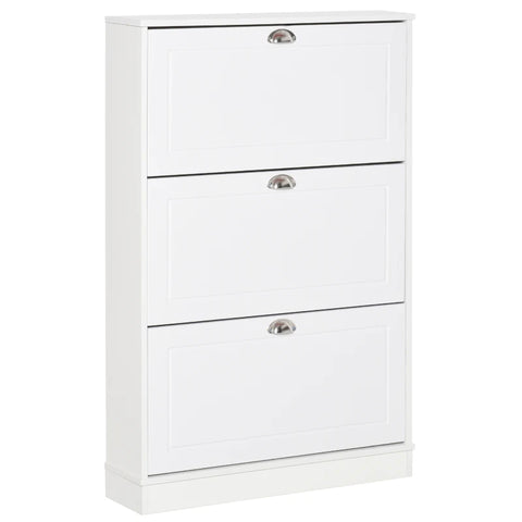 Rootz Shoe Cabinet - Shoe Tipper - Shoe Stand - White - 76.2 x 19 x 116.8 cm