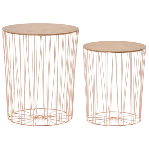 Rootz Side Table - Bedside Table - Bedroom Stand - Side Table Set - Rose Gold