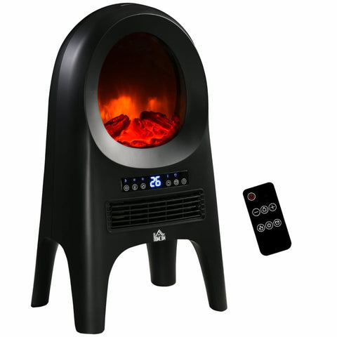 Rootz Space Heater - Electric Heater - 3 Modes - 10-49°c - With Remote Control - Led Flames Freestanding - Black - 33.7 x 25.5 x 60.4 cm