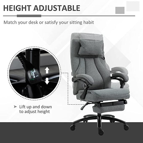 Rootz Bürostuhl – Massagestuhl – Chefsessel – Gaming-Stuhl – Drehstuhl – Grau – 60 x 68 x 109–117 cm