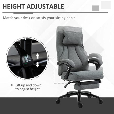 Rootz Office Chair - Massage Chair - Executive Chair - Gaming Chair - Swivel Chair - Gray - 60 x 68 x 109-117 cm