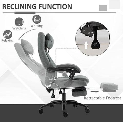Rootz Office Chair - Massage Chair - Executive Chair - Gaming Chair - Swivel Chair - Gray - 60 x 68 x 109-117 cm