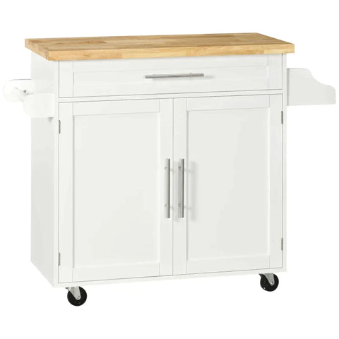 Rootz Kitchen Trolley - Kitchen Cart - Rollable Kitchen Trolley - Serving Trolley - Height-adjustable Shelves - White - 109 x 40 x 89 cm