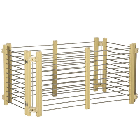 Rootz Dierenbox - Dierenbox - Puppybox - In maat verstelbaar - Hout-kunststof composiet/roestvrij staal - Natuurlijk hout - 67,5-131,5L x 43,5-75,5B x 64,5H cm