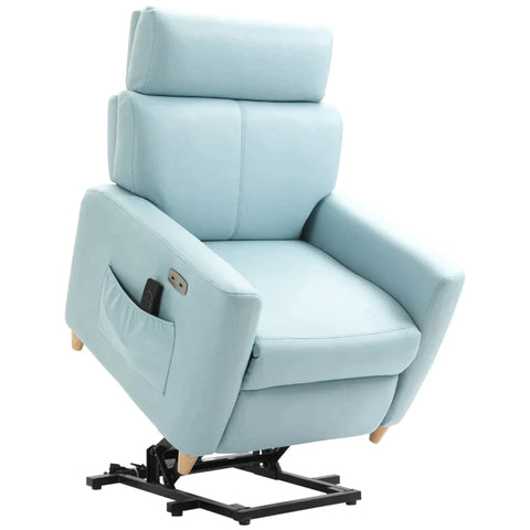 Rootz Electric Stand-Up Chair - Stand-up Chair - Relaxation Chair - With Stand-up Aid - Reclining Function - Remote Control - Light Blue - 81 x 91 x 103 cm