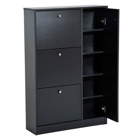 Rootz Shoe Cabinet - Shoe Tipper - Shoe Stand - Shoe Rack - Black - 80x24x120cm