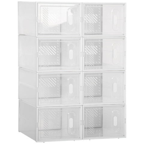 Rootz Shoe Box - Portable Shoe Storage Cabinet - Shoe Cabinet - Cube Storage - With Magnetic Door - PP - Clear/White - 25 x 35 x 19cm