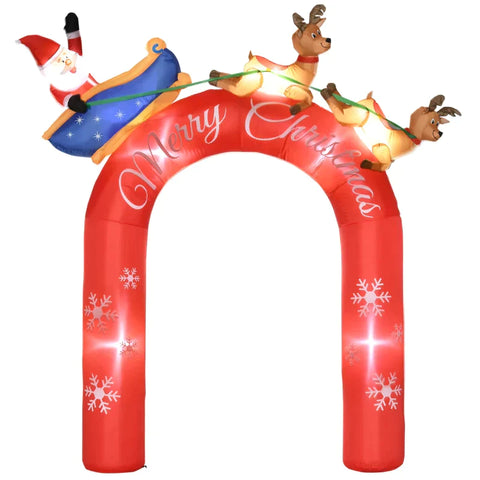 Rootz Weihnachtsdekoration – Torbogendekoration – Weihnachtsmann – aufblasbar, groß, inkl. Gebläse – Bungee-Seile – Sandsack – 250 x 60 x 270 cm