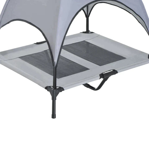 Rootz Pet Bed - Dog Bed - Outdoor Dog Lounger - Bed With Canopy - UV Protection - Breathable - Grey - 92 X 76 X 90 Cm
