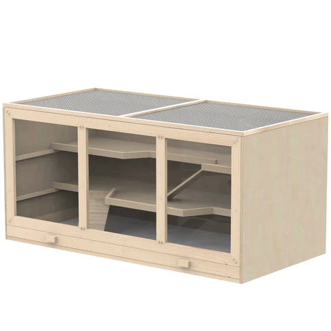 Rootz Hamsterkäfig – Syrischer Hamster – Mäuse, Ratten – Mäuse, Nagetiere – Kleintierstall – natürliche Holzfarbe – 115 L x 60 B x 58 H cm