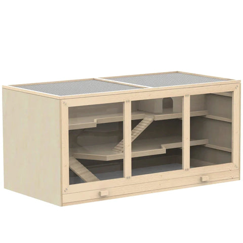 Rootz Hamsterkäfig – Syrischer Hamster – Mäuse, Ratten – Mäuse, Nagetiere – Kleintierstall – natürliche Holzfarbe – 115 L x 60 B x 58 H cm