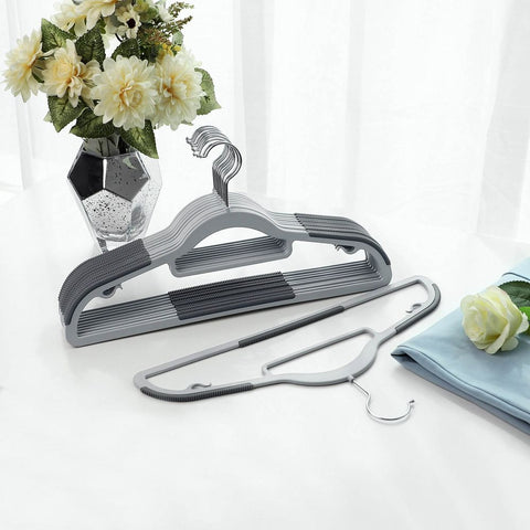 Rootz Hanger - Kledinghanger - Kleerhanger - Kostuumhanger - Kunststof Hanger - Slim Hanger - Heavy-duty Hanger - Broekhanger - Shirthanger - Kledinghanger - Grijs - 42 x 0,6 x 21,5 cm (L x B x H)