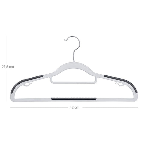 Rootz Hanger - Kledinghanger - Kleerhanger - Kostuumhanger - Kunststof Hanger - Slim Hanger - Heavy-duty Hanger - Broekhanger - Shirthanger - Kledinghanger - Grijs - 42 x 0,6 x 21,5 cm (L x B x H)