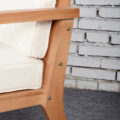 Rootz Armchairs - 2 Garden Chairs - Garden Sofa - With Seat Cushions - Wood/Polyester/Foam - Brown/Beige - 66 x 77.5 x 74.5 cm