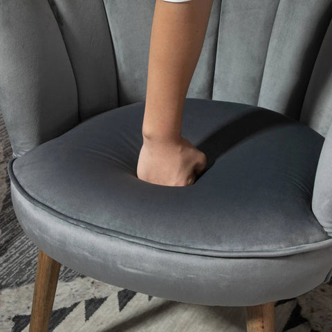 Rootz Dining Room Chair - Kitchen Chair - Armchair With Backrest - Living Room Chair - Polyester - Rubber Wood - Dark Gray - 66 x 66 x 78.5 cm