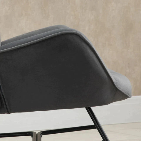 Rootz Schaukelstuhl – Schaukelstuhl mit Sherpa-Fleece – Dunkelgrau + Natur – 84 cm x 70 cm x 96 cm