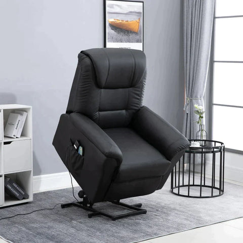 Rootz Electric Massage Chair - Electric Massage Lounger - Electric Stand-up Chair - Massage Chair - Vibrating Massage Chair - Relaxation Chair - PU Leather - Black