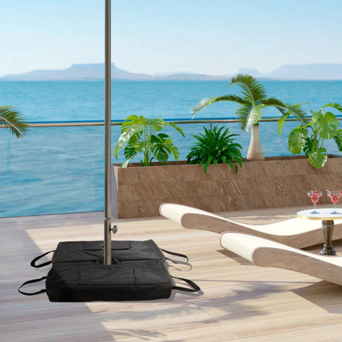 Rootz 2-piece Umbrella stand - Shovel - Foldable - Portable Parasol - Stand Fillable - with up to 50kg - Sand Black - L50 x W25 x H18 cm