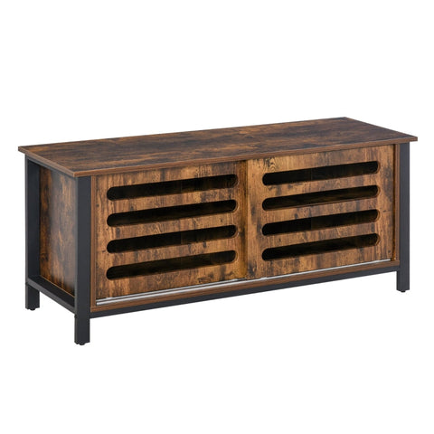 Rootz TV Cabinet - TV Table - TV Lowboard - Chest Of Drawers For TVs Smaller Than 50" With 2 Doors - Shelf - Industrial Design - Living Room - Bedroom - Metal - Rustic Brown - 120 x 42 x 52 cm