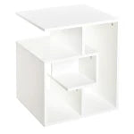Rootz Side Table - 3-Tier Side End Table - Open Shelves Storage - Coffee Book Magazine Desk - Home - Living Room - White - 45 cm x 40 cm x 55 cm