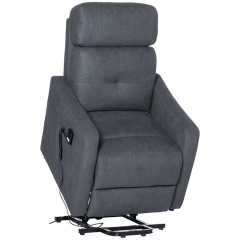 Rootz Electric Recliner - Tv Chair - Armchair With Stand-up Aid - Stand-up Chair With Reclining Function And Remote Control - Polyester Fabric - Steel - Grey - 71 x 94 x 104 cm