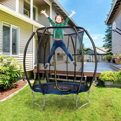 Rootz Trampoline - Garden Trampoline - With A Safety Net - For Coordination - Train Edge Cover Padded - Up To 100 Kg - Steel - Black - PP plastic/PVC plastic