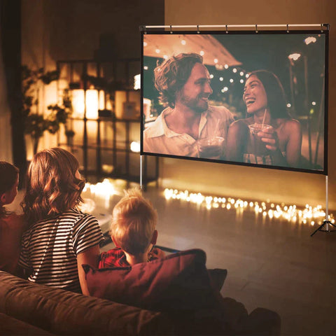 Rootz Projection Screen - 100 Inch Projector Screen And Stand - Foldable Portable - Front & Rear Projection Screen - 4K HD 16:9 Screen - 231 x 134 x 202cm