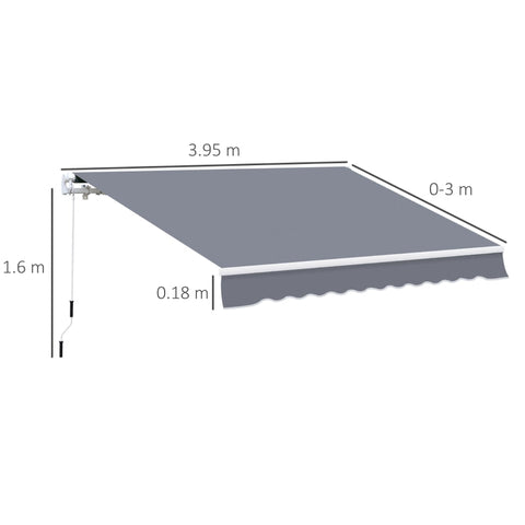 Rootz Awning - Manual Retractable Awning - Aluminum Awning - Articulated Awning - Grey - 4m x3m