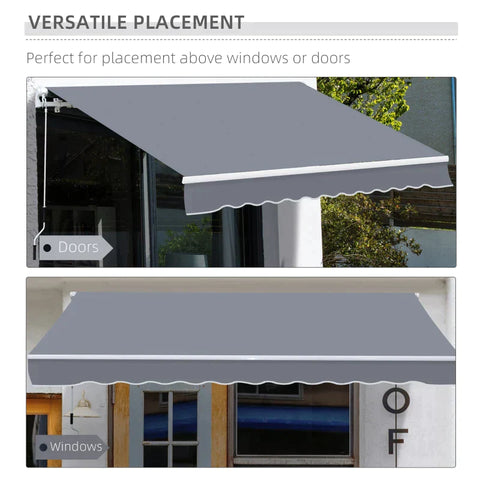Rootz Awning - Manual Retractable Awning - Aluminum Awning - Articulated Awning - Grey - 4m x3m