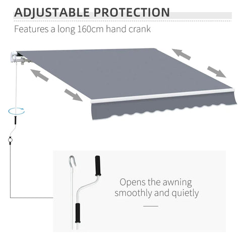 Rootz Awning - Manual Retractable Awning - Aluminum Awning - Articulated Awning - Grey - 4m x3m