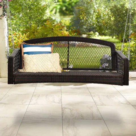 Rootz Swing Bench - Garden Swing Chair - Garden Bench - 2 Person - Brown - L160 x W68 x H48 cm