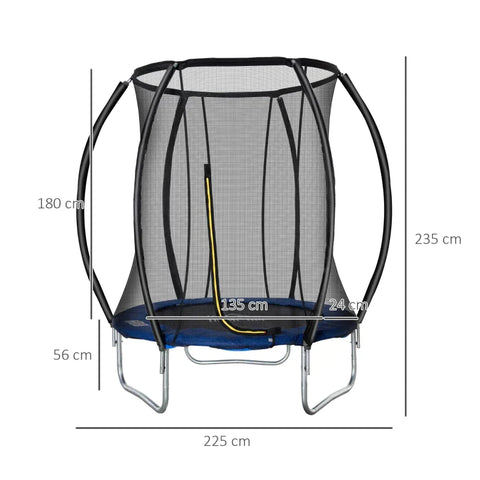 Rootz Trampoline - Garden Trampoline - With A Safety Net - For Coordination - Train Edge Cover Padded - Up To 100 Kg - Steel - Black - PP plastic/PVC plastic