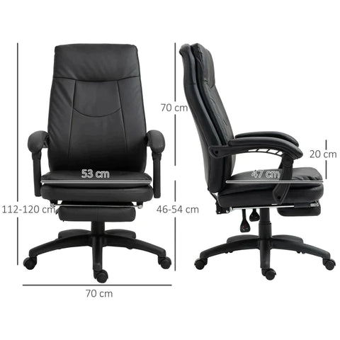 Rootz Office Chair - Ergonomic Office Chair - Executive Chair - Padded Backrest - Black - 64 x 64 x 112-120 cm