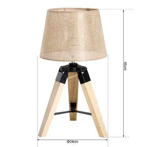 Rootz Tafellamp - Nachtkastlamp - Lamp - Grenen/polyester - Beige - 24x24x45cm