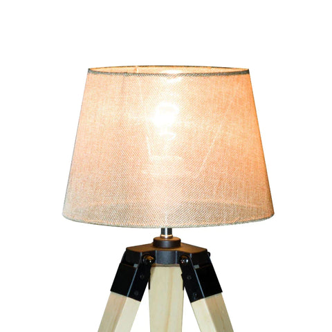 Rootz Tafellamp - Nachtkastlamp - Lamp - Grenen/polyester - Beige - 24x24x45cm