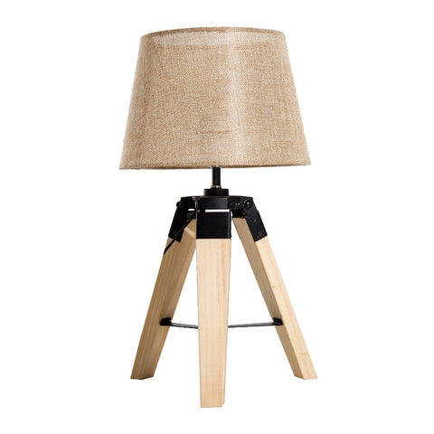 Rootz Tafellamp - Nachtkastlamp - Lamp - Grenen/polyester - Beige - 24x24x45cm
