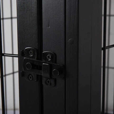 Rootz Hondentransportbox - Geventileerde hondenbox - Hondenhuis - Reiskrat voor huisdieren - Draagbare huisdierendrager - MDF Hout en ijzer - Modern design - Zwart - 58,5 cm x 81 cm x 66 cm