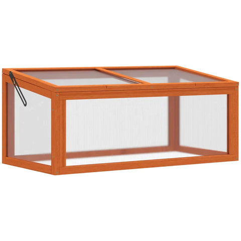 Rootz Greenhouse - Cold Frame Greenhouse - Cold Frame Box - Plant Bed With Cover - Wood And Polycarbonate - Weatherproof - Orange - 90 x 46 x 40 cm