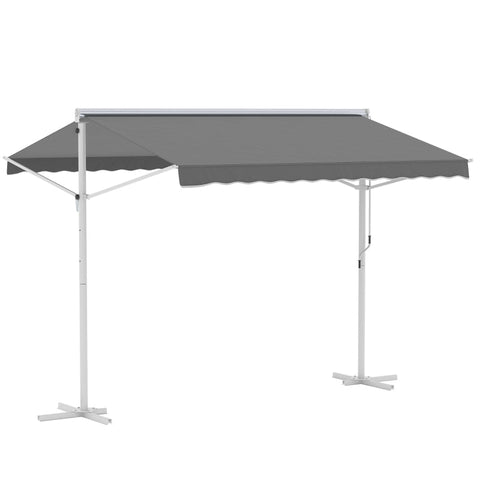 Rootz Awning - Stand Awning - Garden Awning - Folding Arm Crank - Grey - 3x3m