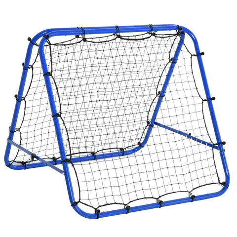Rootz Fußball-Rebounder-Netz – Kickback-Tor-Rebound-Wandnetz – Rebound auf beiden Seiten – verstellbar – Stahl – Blau – 100 x 95 x 90 cm