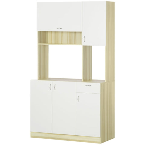 Rootz Keukenkast - 3 Planken 4 Kasten - Hout - Wit + Naturel - 102 cm × 48 cm × 180 cm