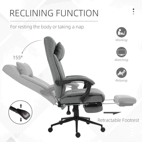 Rootz Office Chair - Armrests Desk Chair - Desk Chair - Swivel Chair - Light Gray - 66 x 70 x 116-124 cm