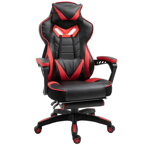 Rootz Gaming Chair - Ergonomic Office Chair - Swivel Chair - Adjustable Back - Foam+PU Leather+Metal, Black+Red