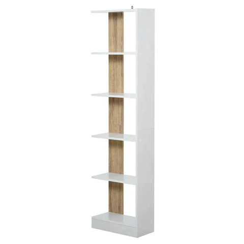 Rootz Free-standing Bookcase - 5-tier Office Shelving - Storage Shelving - Filing Shelving - Kitchen Shelving - Oak/White - 45 x 21 x 170 cm