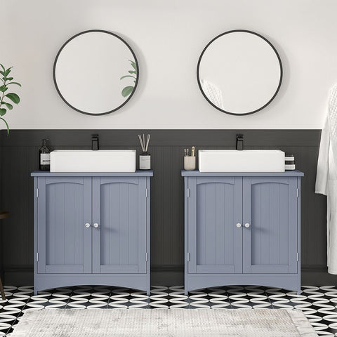 Rootz Wastafelmeubel - Wastafelmeubel Met 2 Deuren - Badkamer Wastafelmeubel - Wastafelmeubel Met Deuren - Houten Badkamermeubel - Mystiek Grijs - 30 x 60 x 60 cm