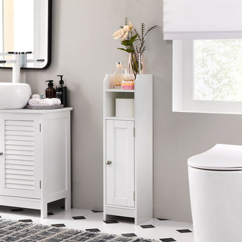Rootz Bathroom Cabinet - Bathroom Cabinet With 2 Doors - Narrow Bathroom Cabinet - Bathroom Storage Solution - Vanity Cabinet - White - MDF - 18 x 20 x 80 cm (L x W x H)