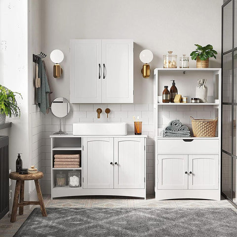 Rootz Wastafelmeubel - Opbergkast - Kast - 2 Deurs Wastafelmeubel - Wastafelkast - Wit - 90 x 30 x 60 cm