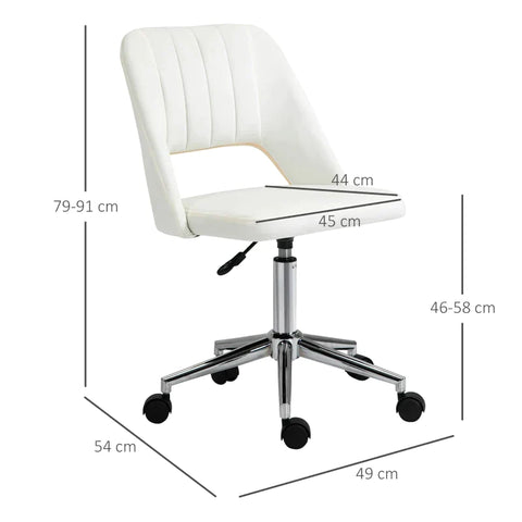 Rootz Stuhl – Bürostuhl – Drehstuhl – Relaxstuhl – Muschelform – Büro – Schlafzimmer – Wohnzimmer – Beige – 49 B x 54 T x 79–91 H cm