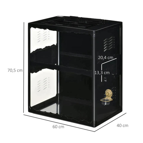 Rootz Terrarium - Reptielenterrarium - Reptielenbox - Zwart - 60cm x 40cm x 70,5cm